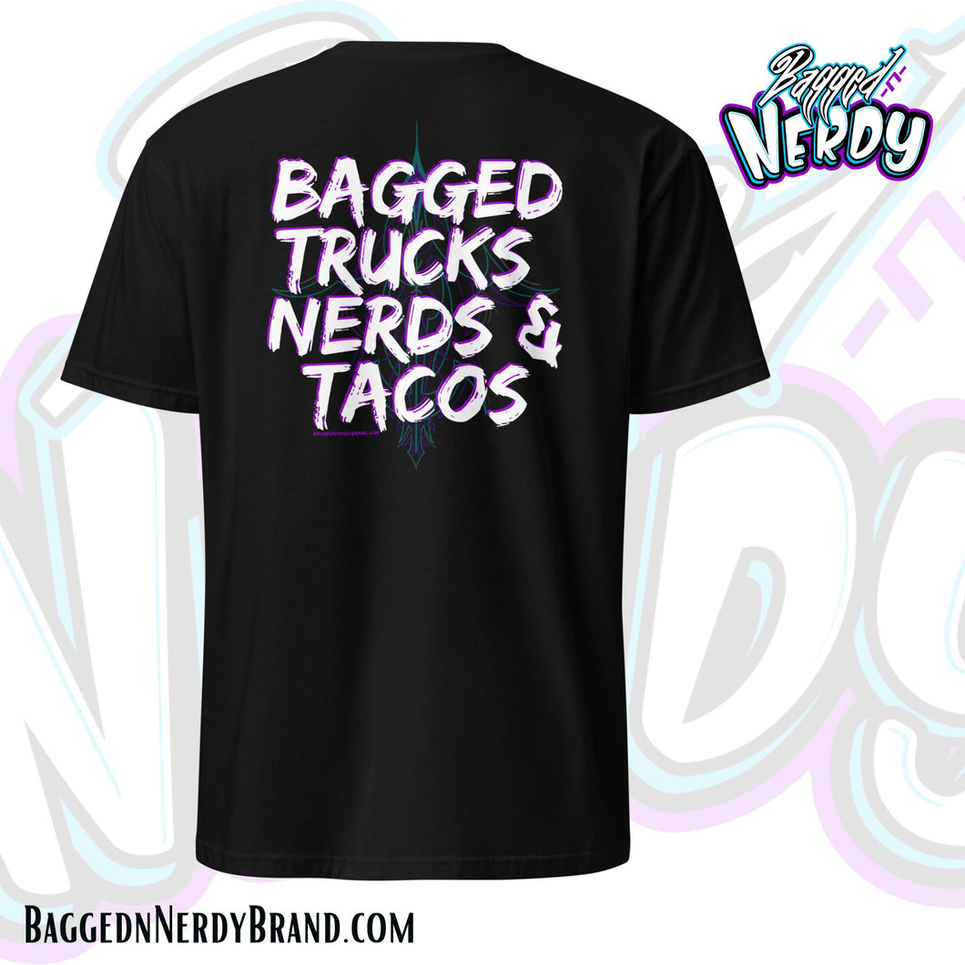 Bagged Trucks, Nerds & Tacos Short-Sleeve Unisex T-Shirt | Pinstripe